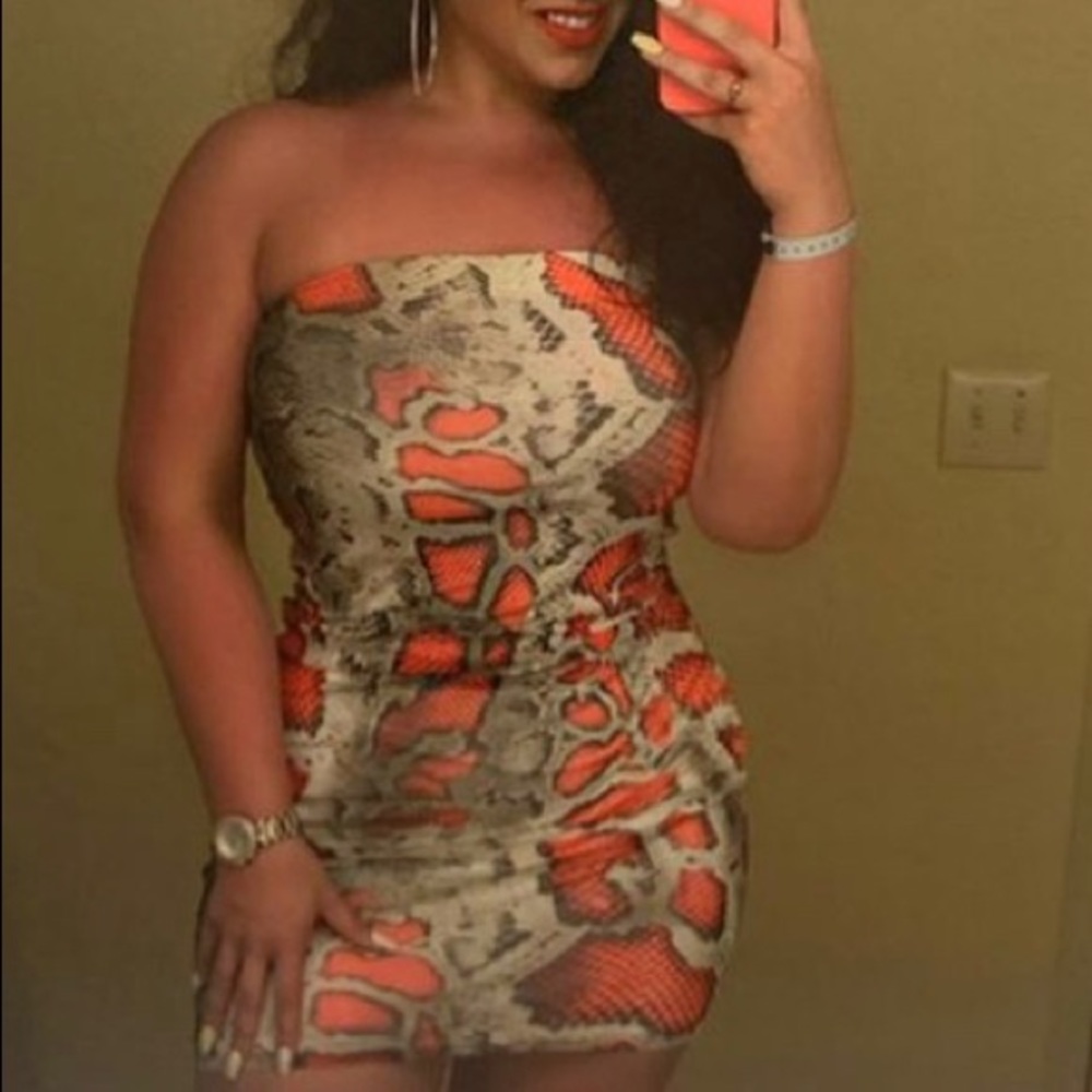 Snake print mini dress